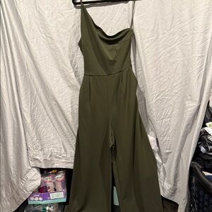 Elegant Olive One-Shoulder Jumpsuit